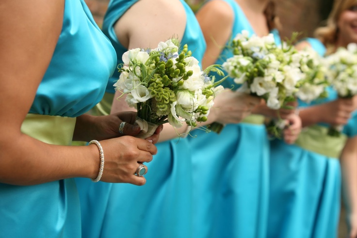 бирюзовые платья подружек невесты