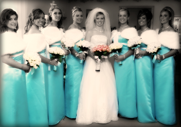 бирюзовые платья подружек невесты