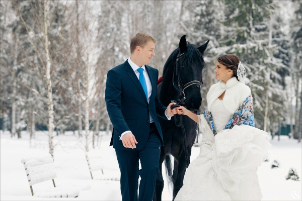 Изысканная зимняя свадьба Марии и Сергея в русском стиле
