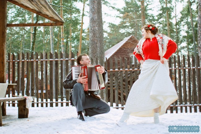Ольга и Евгений: красная зимняя свадьба в русском стиле