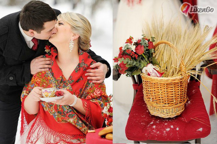 Сочетание европейского и русского стиля на зимней свадьбе Анны и Павла