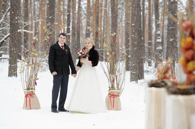 Сочетание европейского и русского стиля на зимней свадьбе Анны и Павла