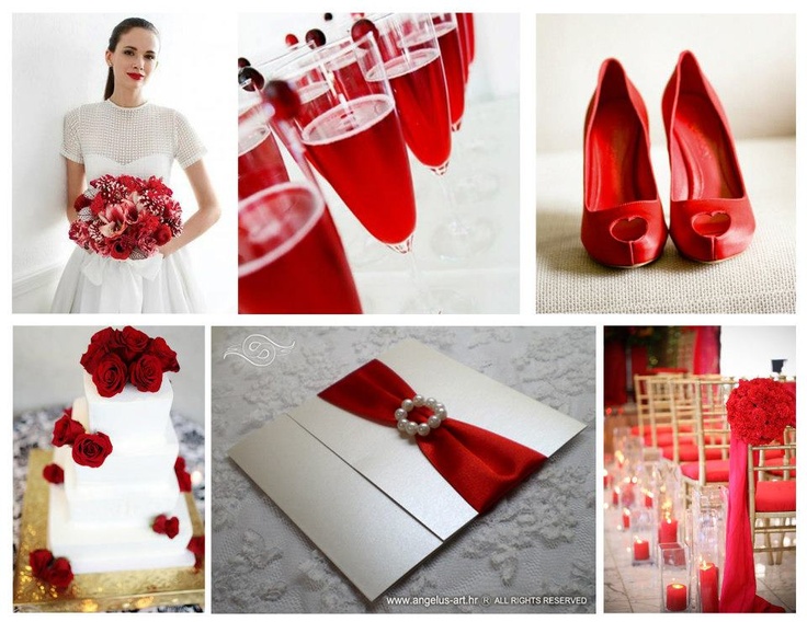Красно-белое оформление свадьбы