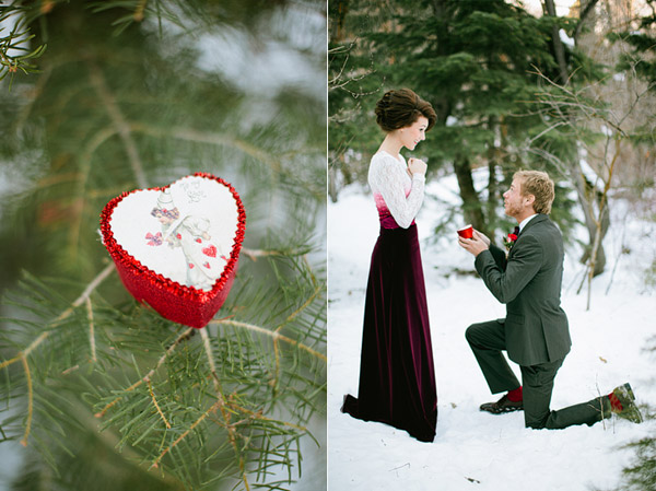 Сказочная зимняя свадьба: розы, снег и красный бархат