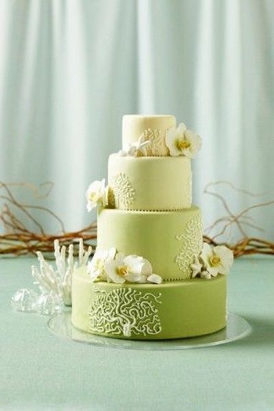 свадебный торт в зеленых тонах