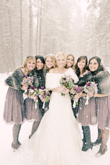 Зимний образ подружки невесты