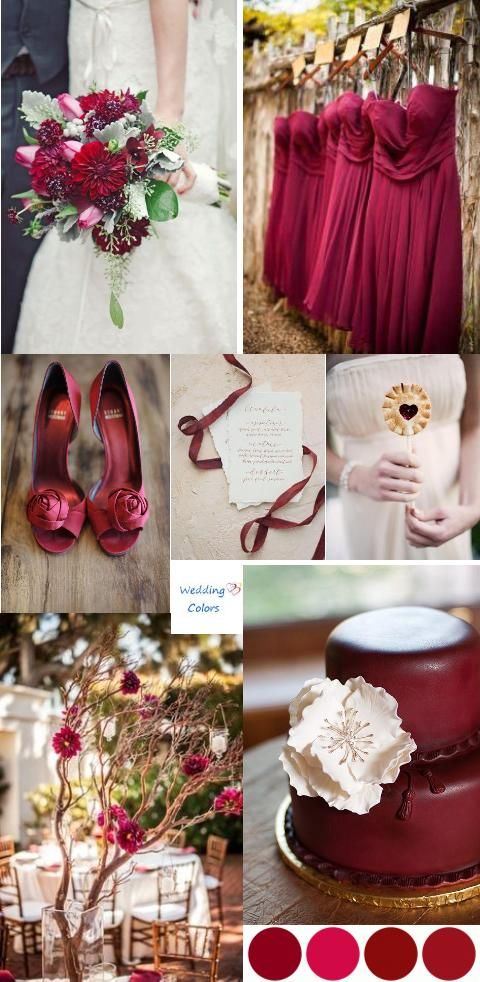 Свадебные палитры с бордовым цветом