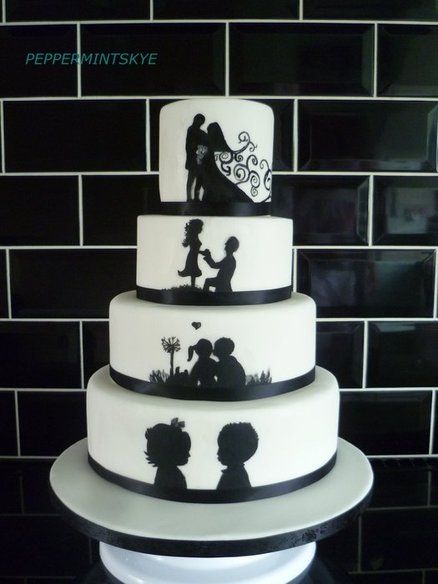Черно-белый свадебный торт